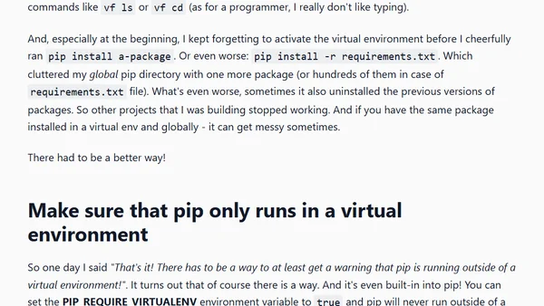 Disable pip Outside of Virtual Environments