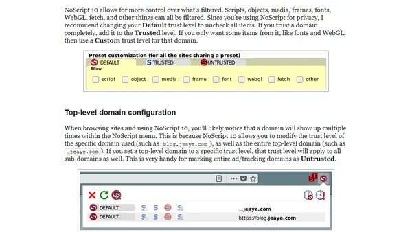 A guide to using NoScript 10.x