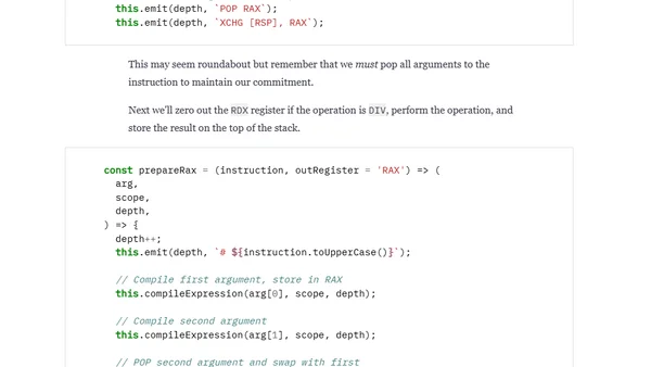 Writing a lisp compiler from scratch in JavaScript: 6. an x86 upgrade