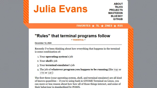 "Rules" that terminal programs follow