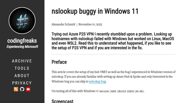 nslookup buggy in Windows 11