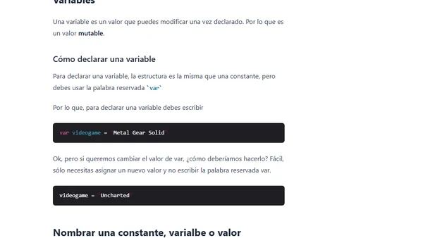 Constantes y variables para guardar datos
