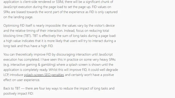 Optimising Core Web Vitals on SPAs