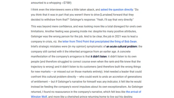Why Gelsinger was wrong for Intel