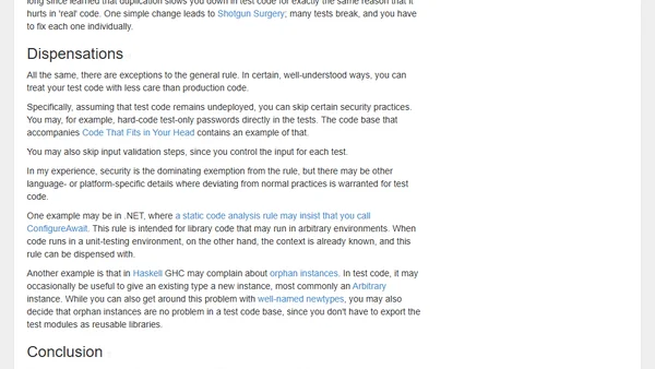 Treat test code like production code