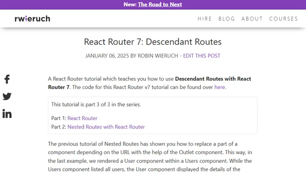 React Router 7: Descendant Routes