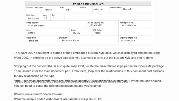OpenXML in Healthcare in PHP