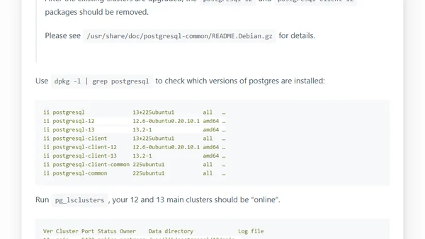 Upgrade PostgreSQL from 12 to 13 on Ubuntu 21.04