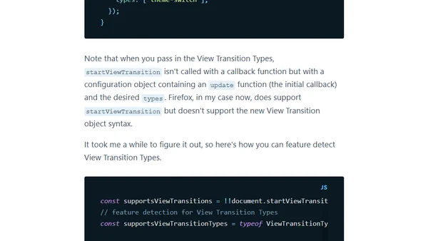 Feature detection of View Transition Types (#snippet)