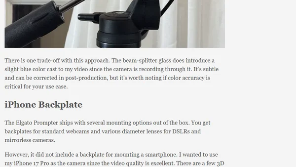 iPhone 17 Pro Backplate for Elgato Prompter