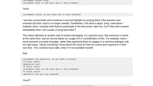 My philosophy for productive instant messaging