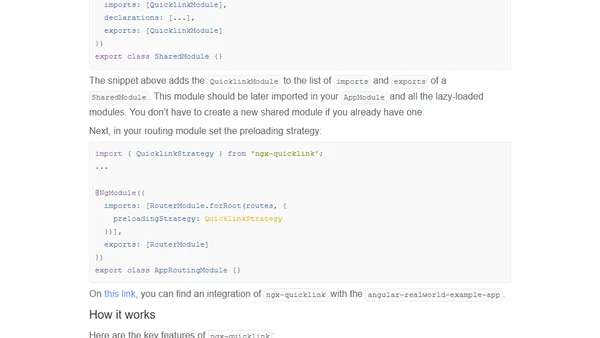 Angular quicklink Preloading Strategy