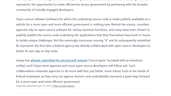 CFPB Accepts First Citizen-Submitted Code on Behalf of Federal Government
