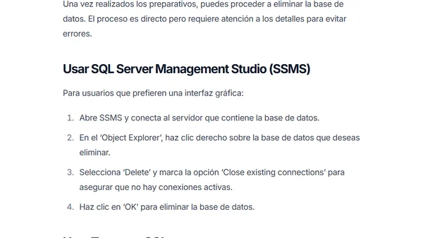 Cómo eliminar una Base de Datos en SQL Server