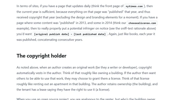 Copyright notices for open source projects