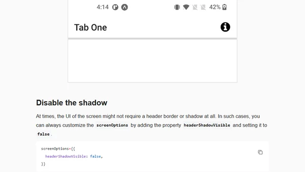 Remove bottom border or shadow on header in React Navigation or Expo Router