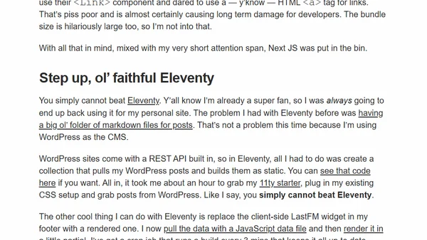 I hooked up Eleventy to WordPress API