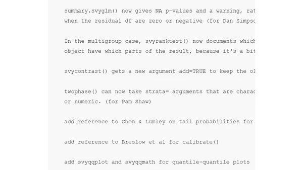 What's new in the survey package