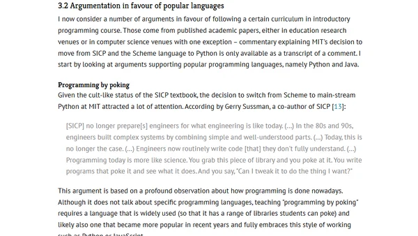 What to teach as the first programming language and why