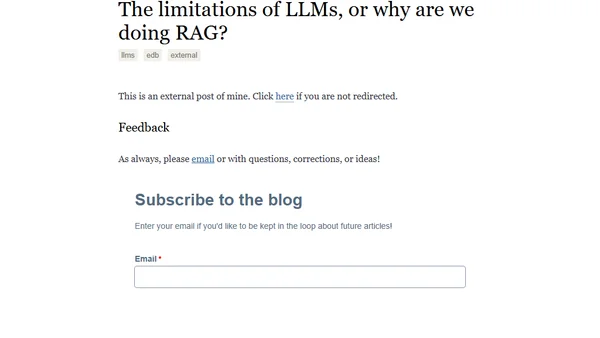 The limitations of LLMs, or why are we doing RAG?