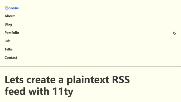 Lets create a plaintext RSS feed with 11ty