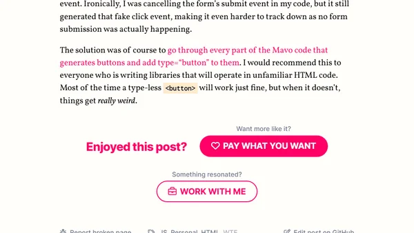 Never forget type="button" on generated buttons!