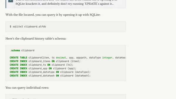 Searching Alfred's Clipboard history programatically