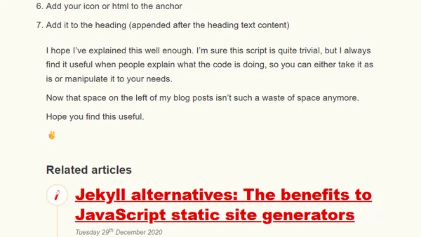 Adding heading links to your Jekyll blog