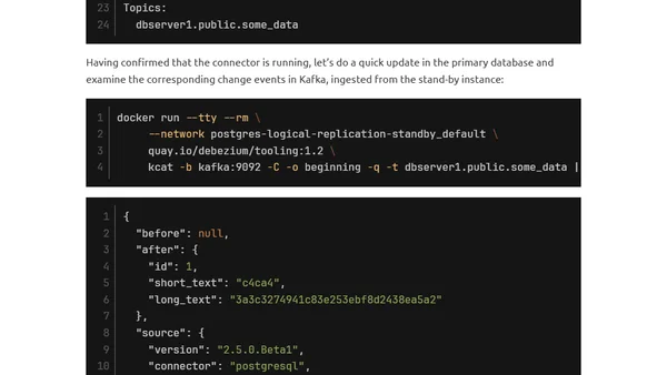 Logical Replication From Postgres 16 Stand-By Servers—Debezium and Failover Slots