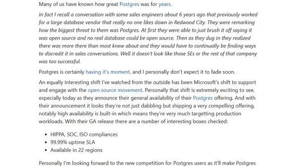 Same great Postgres with a new player in town