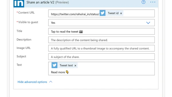 Crosspost Tweets to LinkedIn with Power Automate