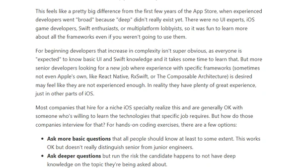 Incremental complexity in iOS development
