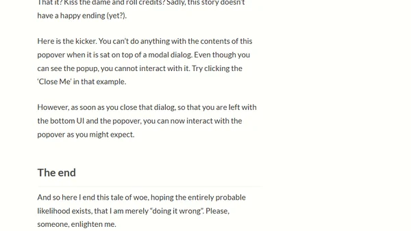 New Web APIs — a popover on top of a dialog element can’t be interacted with?