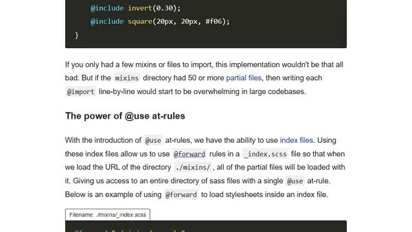 Using index files when working with Sass and @use rules