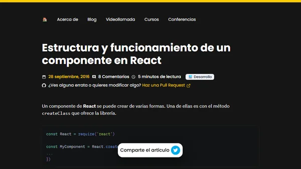 Estructura y funcionamiento de un componente en React