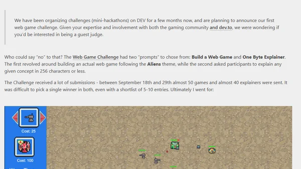 Judging the first DEV Web Game Challenge