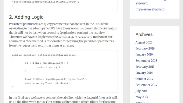 Filter Tabs in Sonata Admin