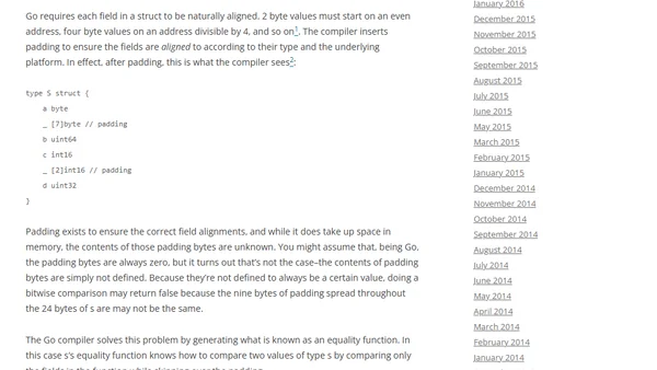 Ensmallening Go binaries by prohibiting comparisons