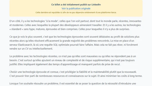 Les "boring technologies", un choix sous-estimé