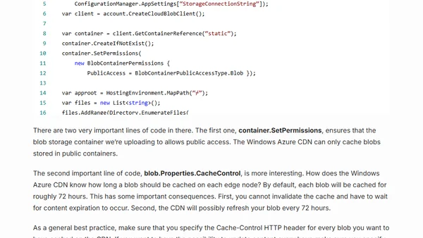 Using the Windows Azure Content Delivery Network (CDN)