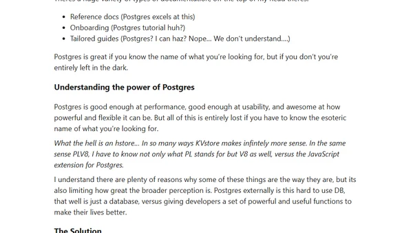 The missing PostgreSQL documentation