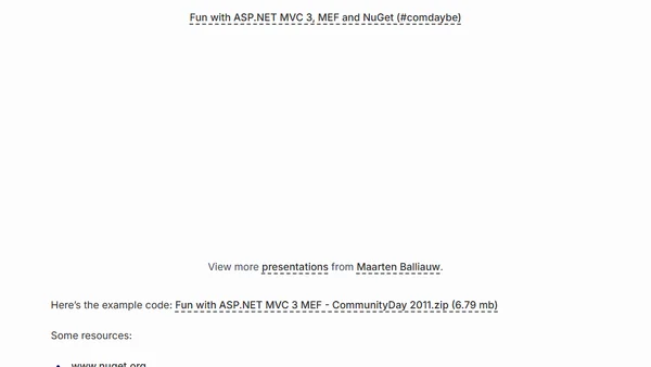 Community Day 2011 - Fun with ASP.NET MVC, MEF and NuGet