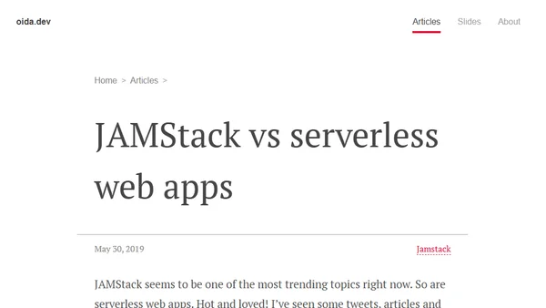 JAMStack vs serverless web apps