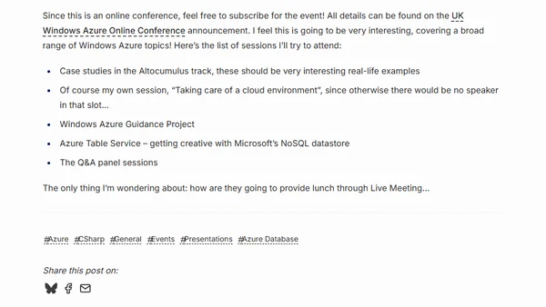 Announcing the Windows Azure Online Conference