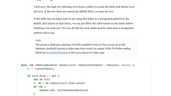 Writing a SQL database from scratch in Go: 3. indexes