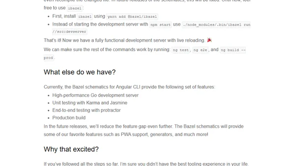 Introducing Bazel Schematics for Angular CLI