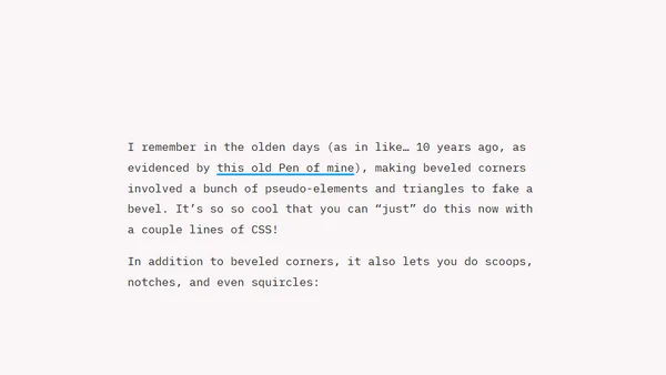 Making interesting borders with CSS corner-shape