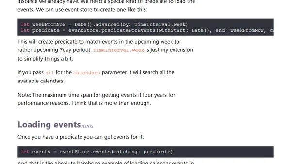 How to load events from user's calendar
