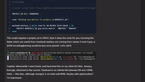 My Mac’s battery🔋 on Google Cloud Monitoring — send SMS if low 🪫
