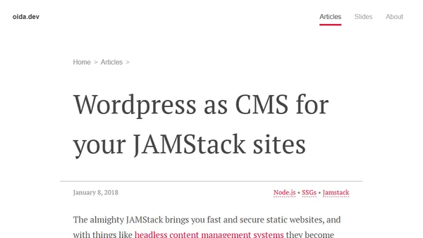Wordpress as CMS for your JAMStack sites